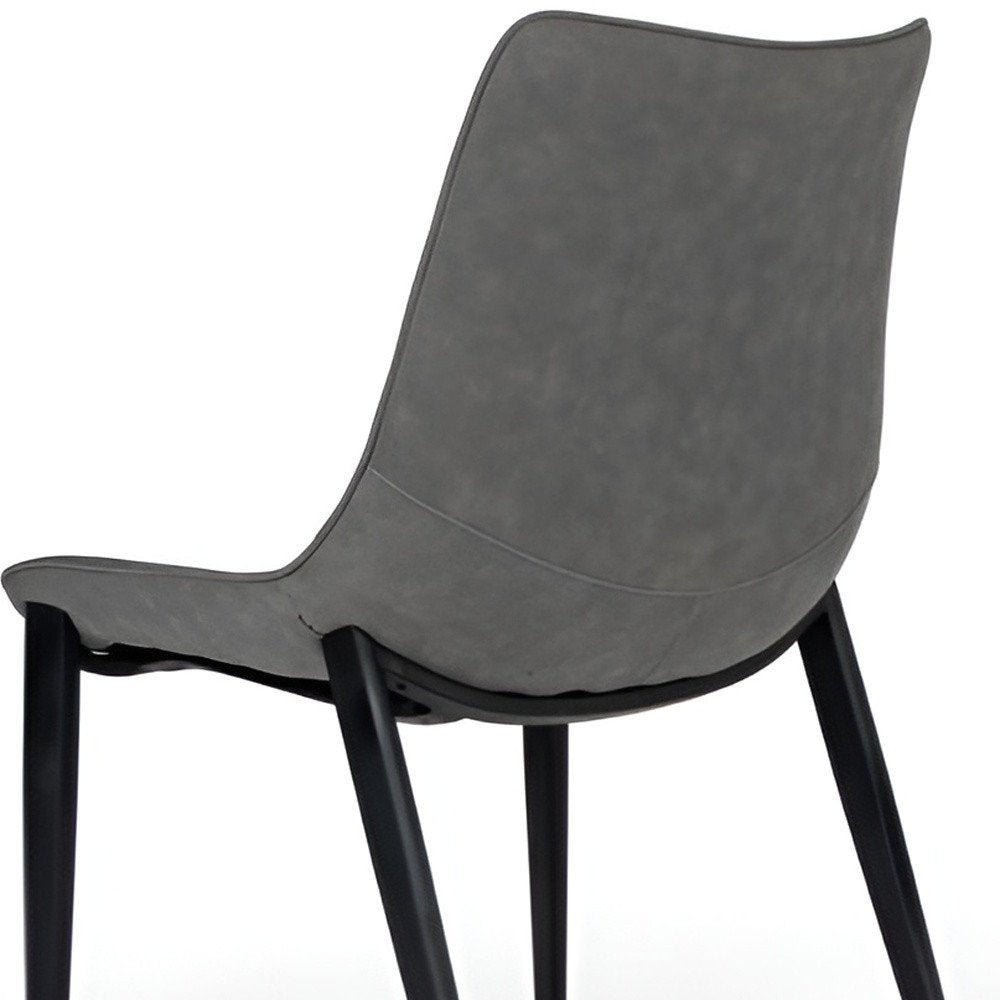 Set of Two Gray and Black Upholstered Faux Leather Dining Side Chairs