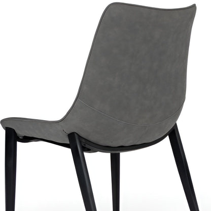 Set of Two Gray and Black Upholstered Faux Leather Dining Side Chairs