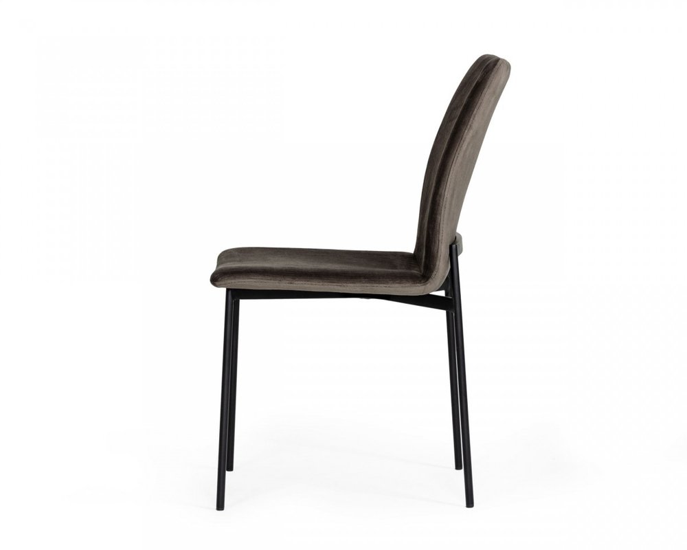 Set of Two Brown And Black Upholstered Fabric Dining Side Chairs