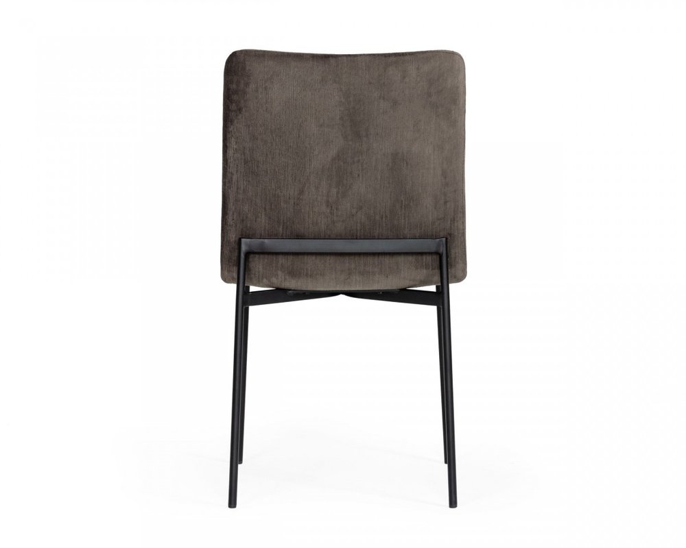 Set of Two Brown And Black Upholstered Fabric Dining Side Chairs