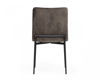 Set of Two Brown And Black Upholstered Fabric Dining Side Chairs