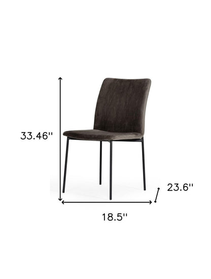 Set of Two Brown And Black Upholstered Fabric Dining Side Chairs