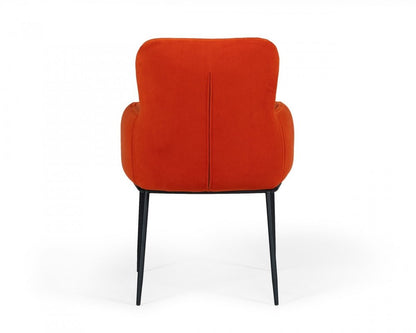 Orange and Black Upholstered Fabric Dining Arm Chair