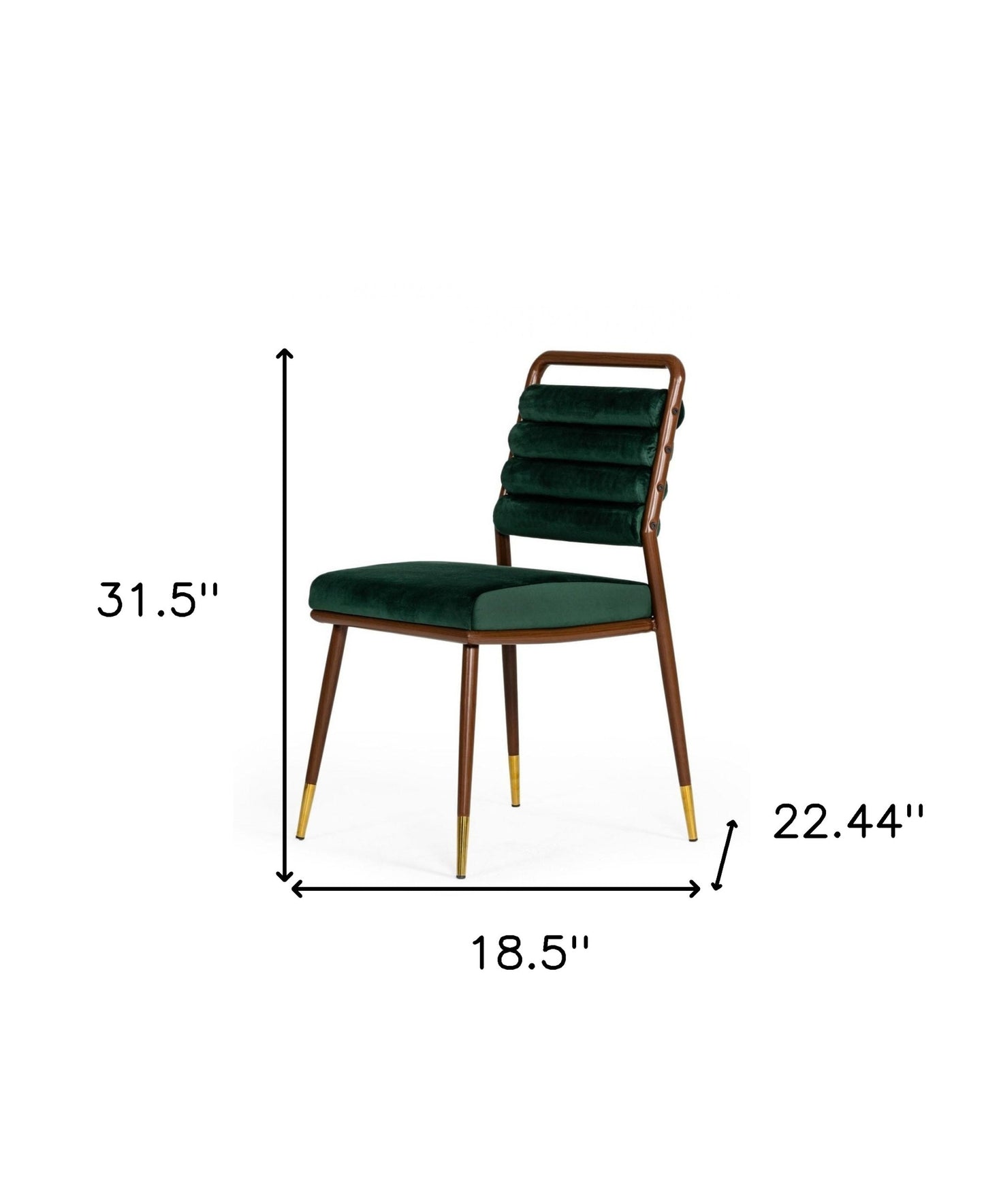 Contempo Dark Green and Walnut Velvet Dining Chair