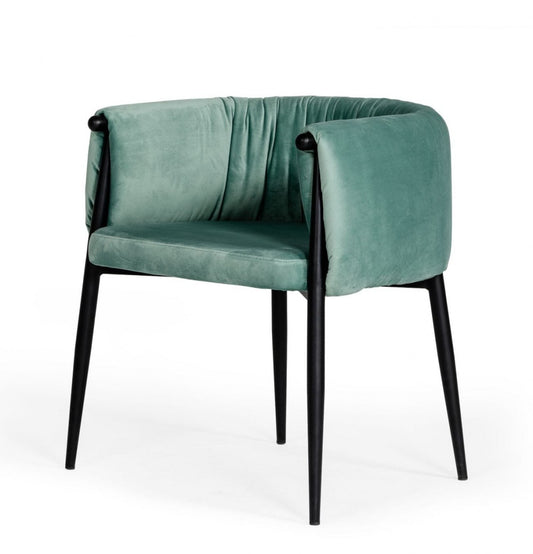 Light Green And Black Upholstered Fabric Dining Arm Chair