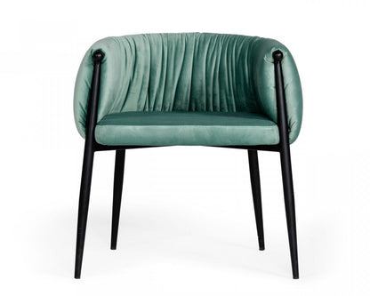 Light Green And Black Upholstered Fabric Dining Arm Chair