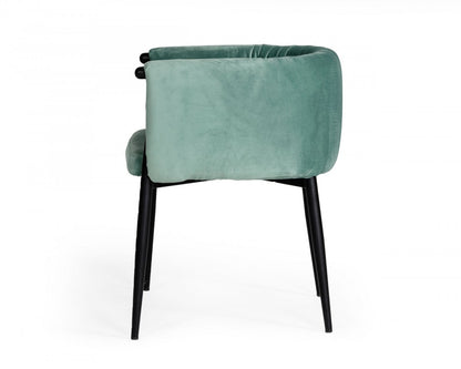 Light Green And Black Upholstered Fabric Dining Arm Chair