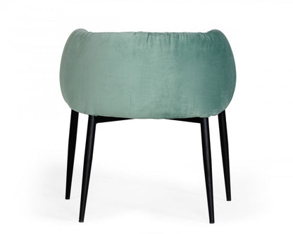 Light Green And Black Upholstered Fabric Dining Arm Chair