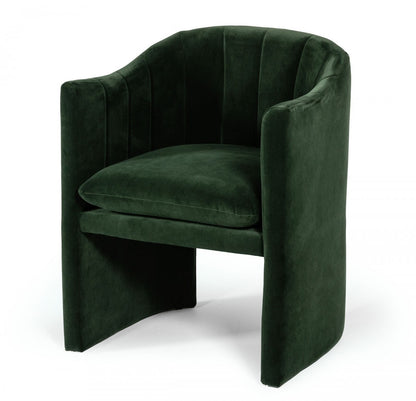 Dark Green Velvet Modern Curvilinear Dining Chair