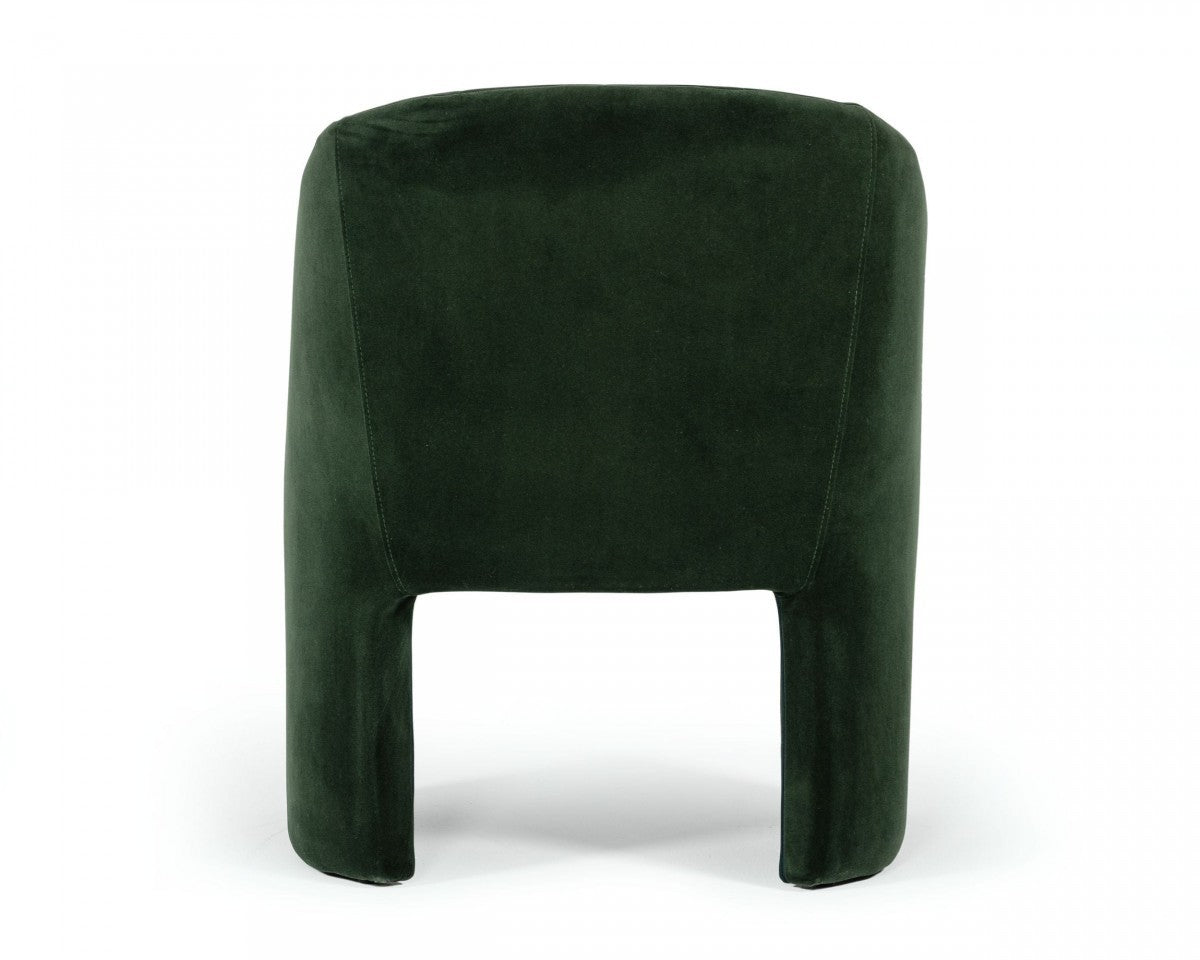 Dark Green Velvet Modern Curvilinear Dining Chair