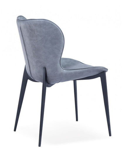 Set of Two Gray and Black Upholstered Faux Leather Dining Side Chairs