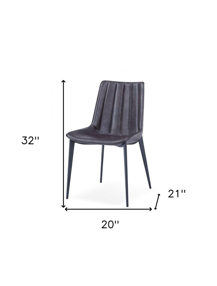 Set of Two Brown and Black Upholstered Faux Leather Dining Side Chairs
