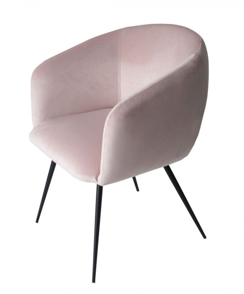 Pink and Black Upholstered Velvet Dining Arm Chair