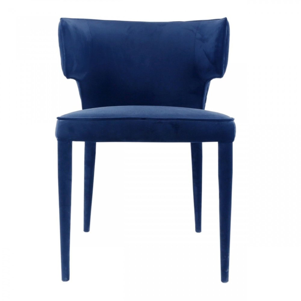 Blue Upholstered Velvet Wing Back Dining Arm Chair