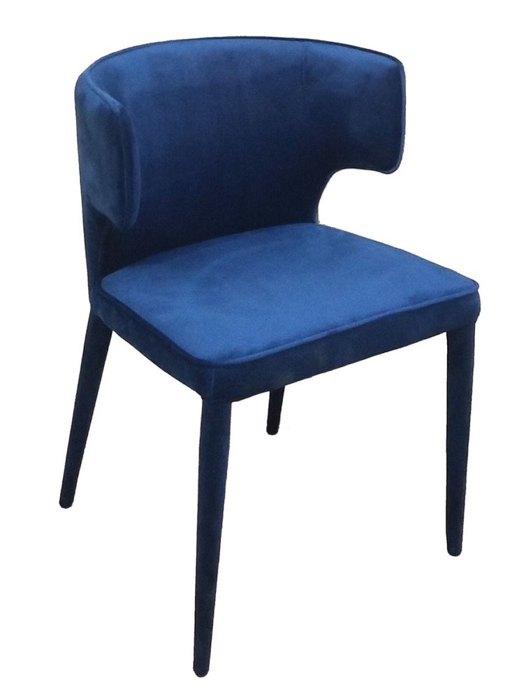 Blue Upholstered Velvet Wing Back Dining Arm Chair
