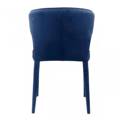 Blue Upholstered Velvet Wing Back Dining Arm Chair