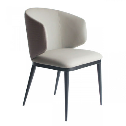 Beige Modern Faux Leather Dining Chair