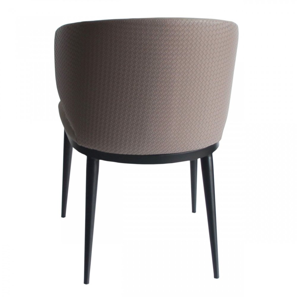 Beige and Black Upholstered Faux Leather Wing Back Dining Arm Chair