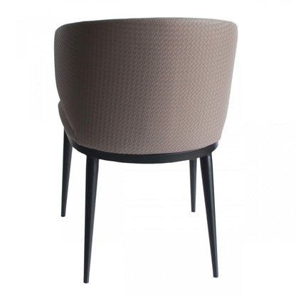 Beige and Black Upholstered Faux Leather Wing Back Dining Arm Chair