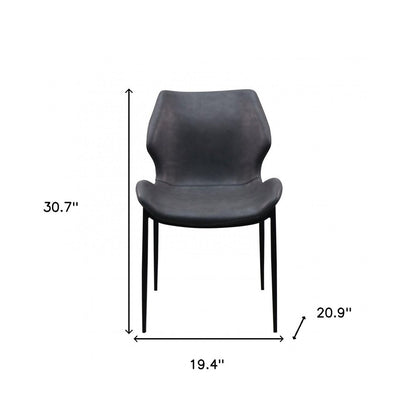 Set of Two Gray and Black Upholstered Faux Leather Wing Back Dining Side Chairs