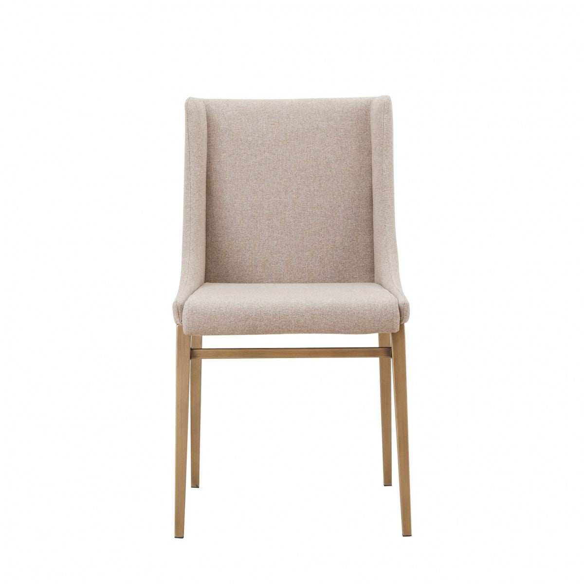 Set of Two Beige Brass Contemporary Dining Chairs