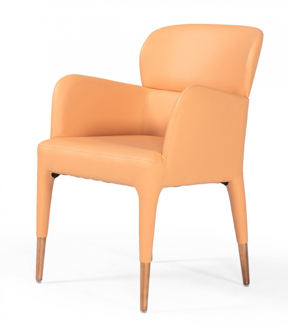 Peach Upholstered Fabric Dining Arm Chair