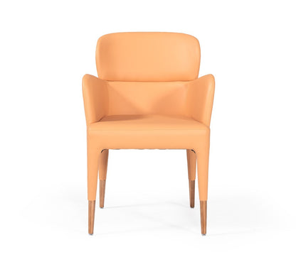 Peach Upholstered Fabric Dining Arm Chair