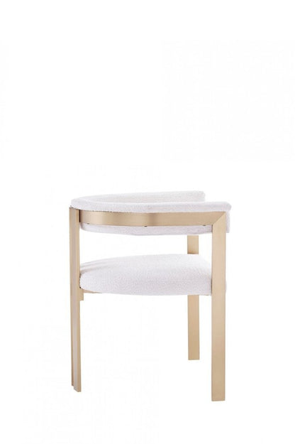 Beige and Gold Upholstered Velvet Slat Back Dining Arm Chair