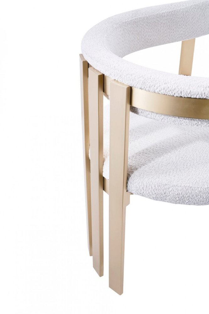 Beige and Gold Upholstered Velvet Slat Back Dining Arm Chair