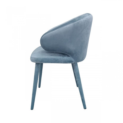 Blue Gray Fabric Wrapped Dining Chair