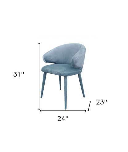 Blue Gray Fabric Wrapped Dining Chair