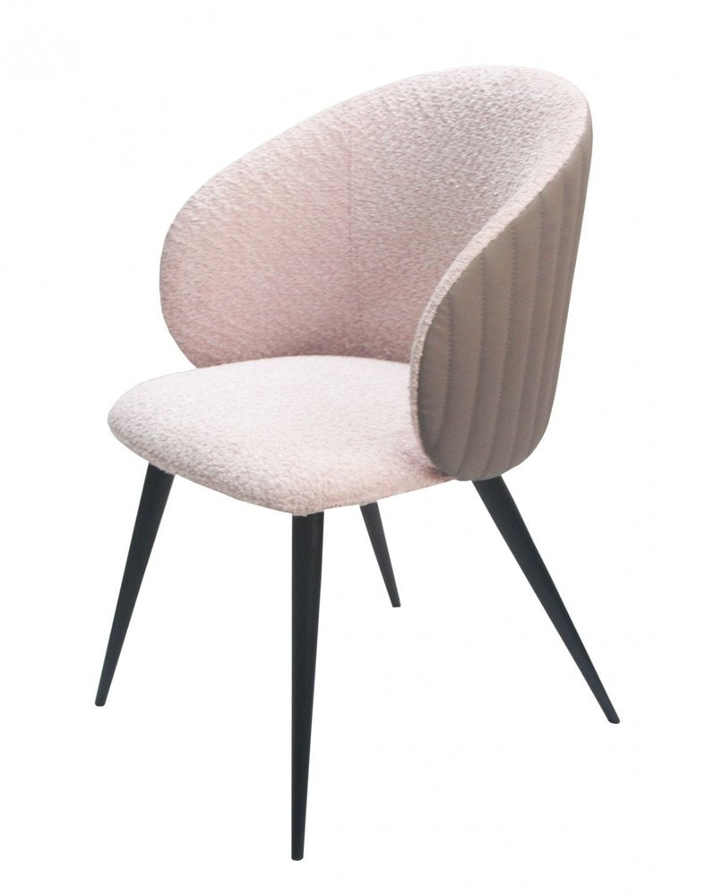 Cream and Black Upholstered Fabric Wing Back Dining Arm Chair