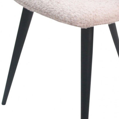 Cream and Black Upholstered Fabric Wing Back Dining Arm Chair