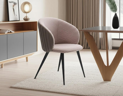 Cream and Black Upholstered Fabric Wing Back Dining Arm Chair