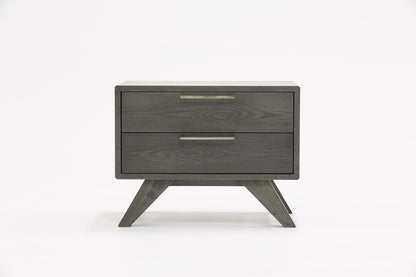 Modern Gray Wash Nightstand with Two Drawers