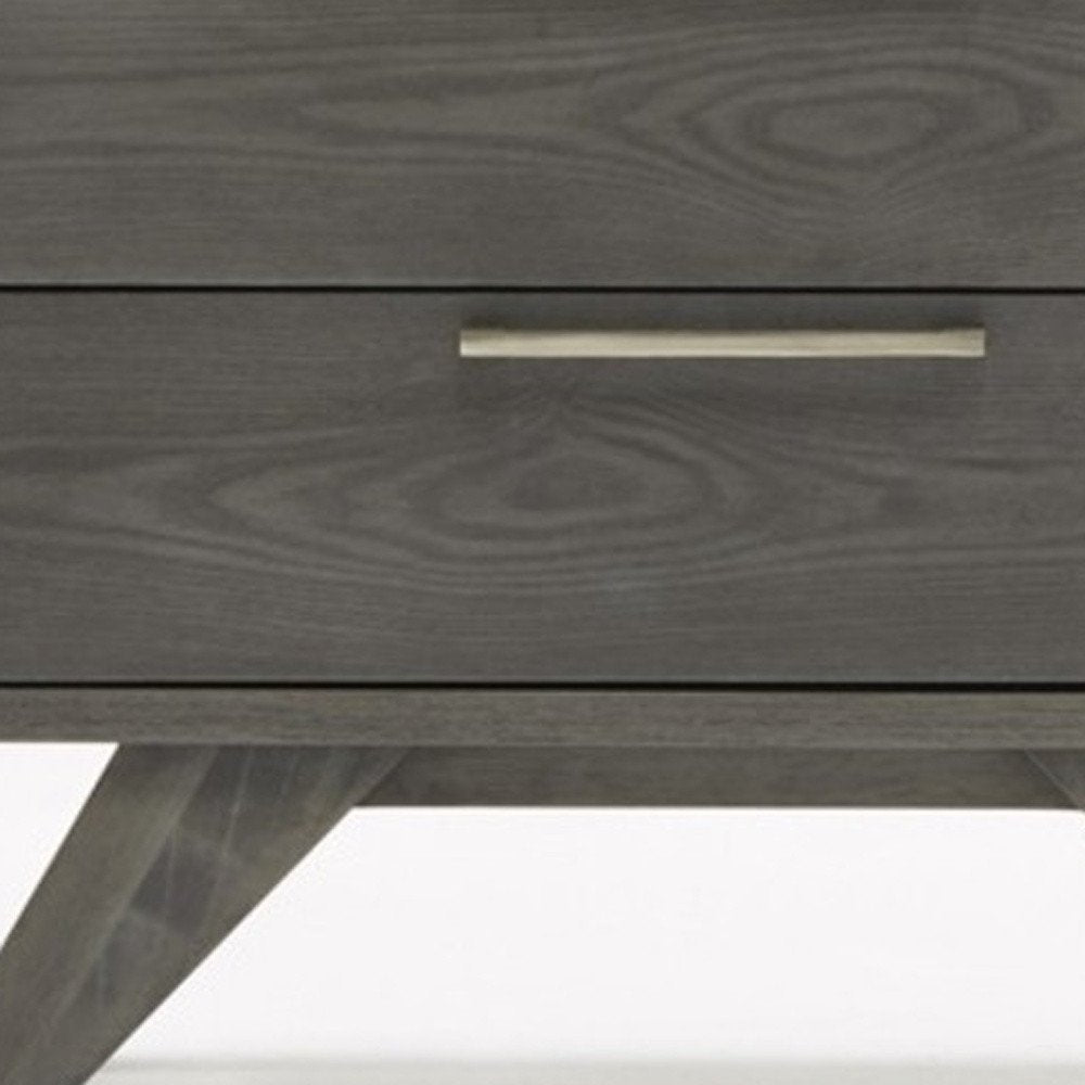 18" Solid Wood and Wood Two Drawer Nightstand