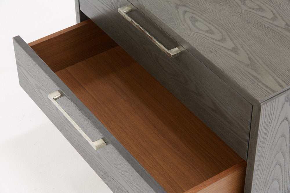 18" Solid Wood and Wood Two Drawer Nightstand