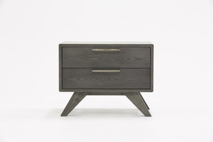 18" Solid Wood and Wood Two Drawer Nightstand