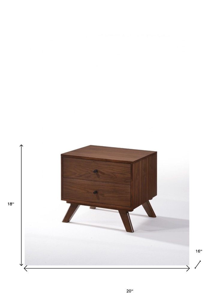 18" Wood Two Drawer Nightstand