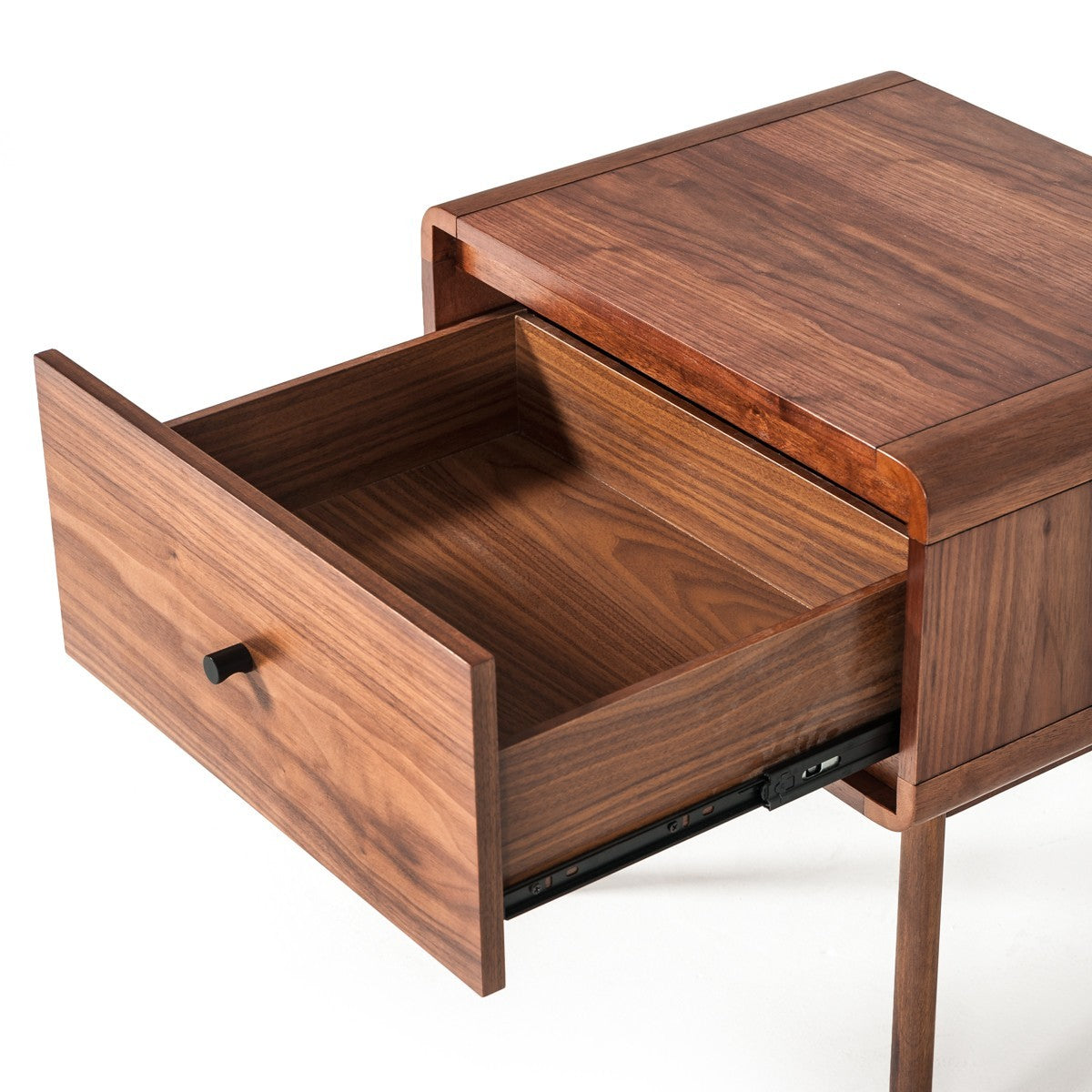 Modern Mid Century Walnut Nightstand with Single Drawer