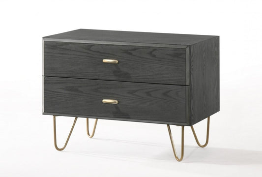 18" Wood Two Drawer Nightstand