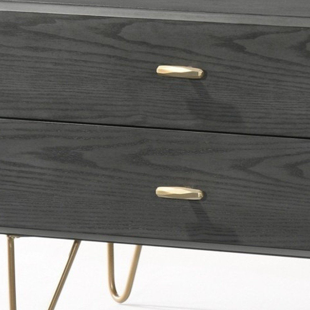 18" Wood Two Drawer Nightstand