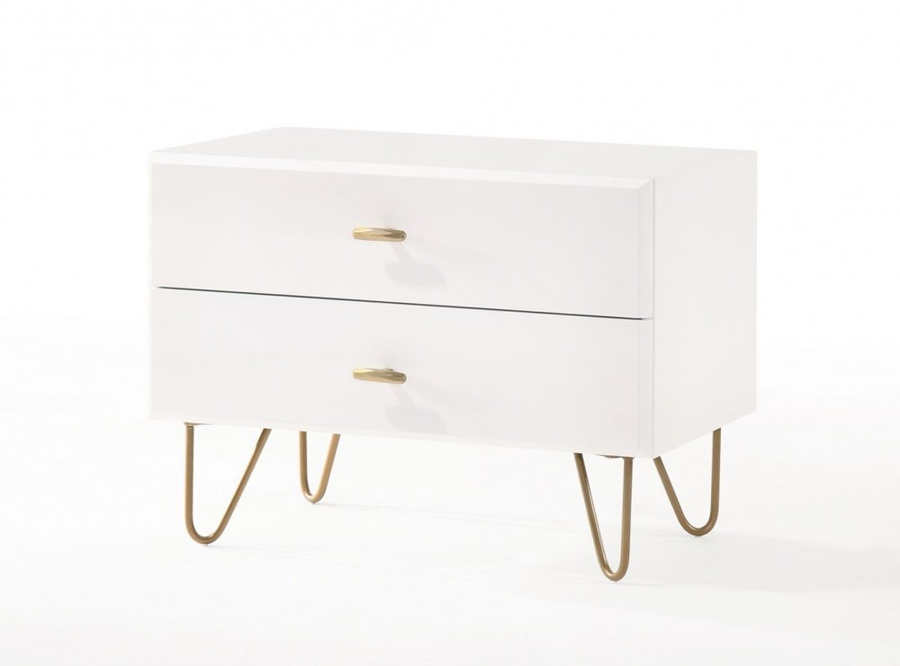 18" Wood Two Drawer Nightstand