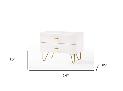 18" Wood Two Drawer Nightstand