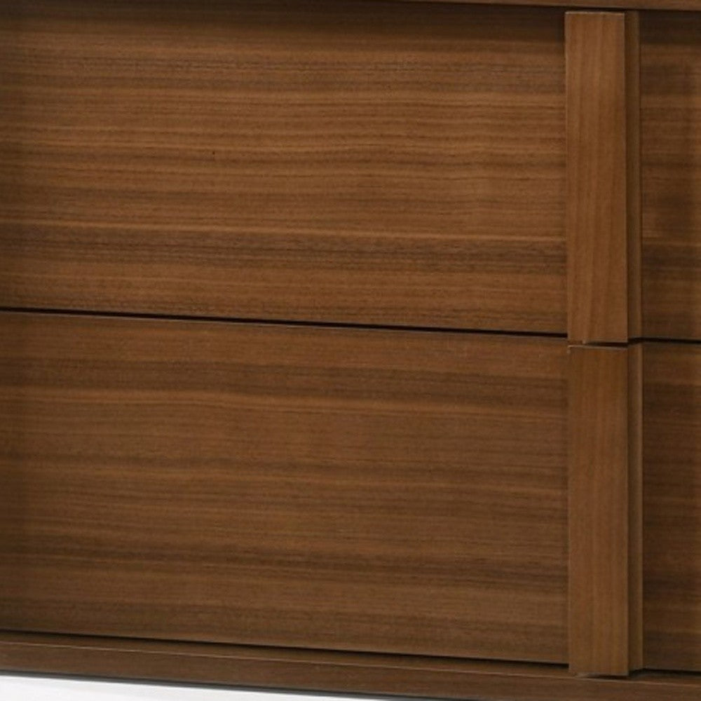 Modern Walnut Nightstand with Two Integrated Drawers