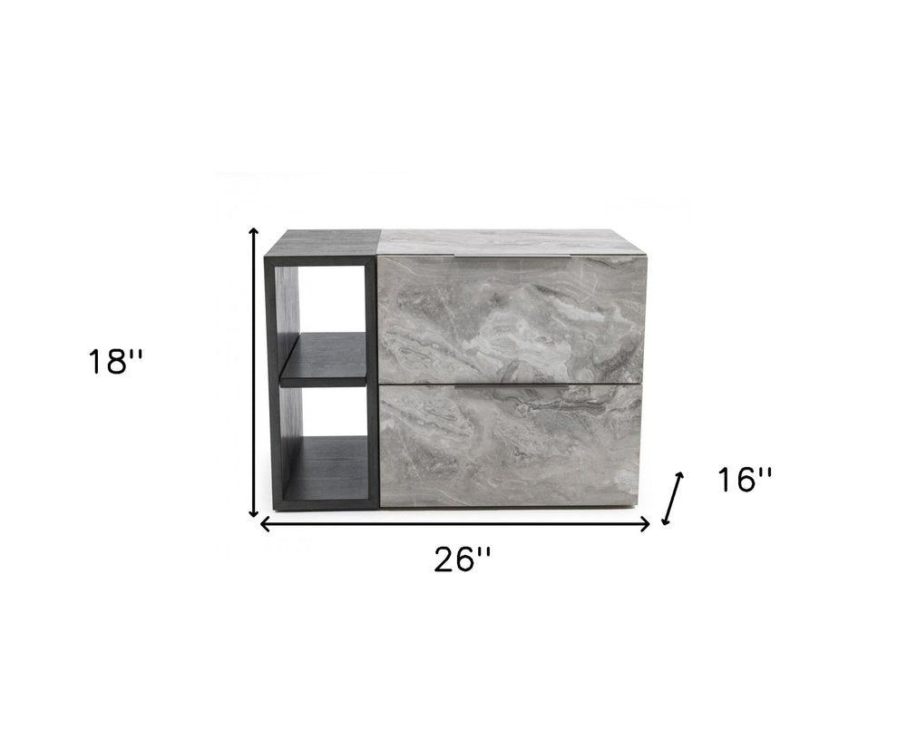 18" Wood Two Drawer Nightstand