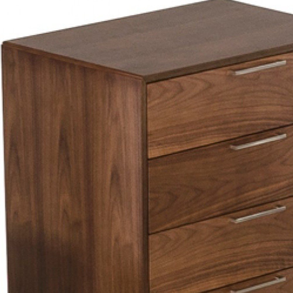 30" Brown Solid Wood Five Drawer Dresser