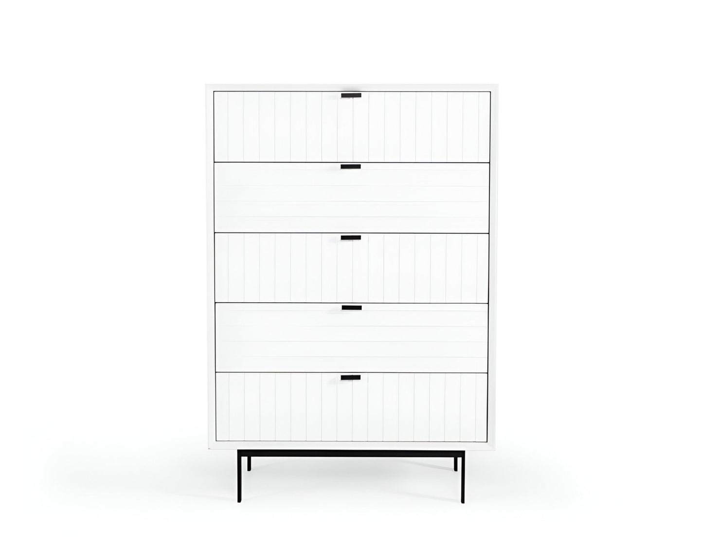 30" White Solid Wood Five Drawer Chest