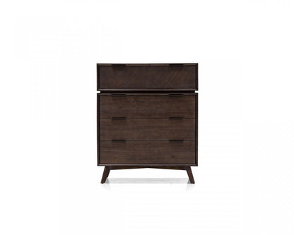 39" Dark Brown Solid Wood Four Drawer Dresser