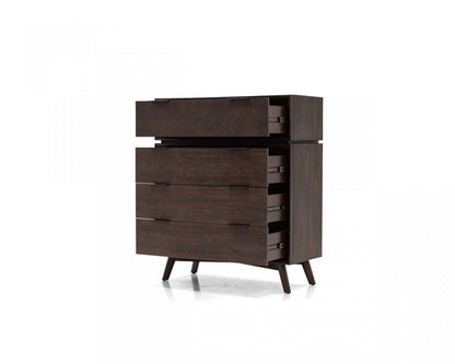39" Dark Brown Solid Wood Four Drawer Dresser